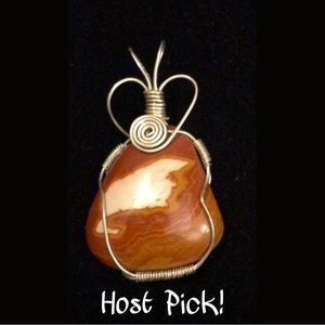 NEW HANDCRAFTED JASPER PENDANT *STERLING SILVER WRAP BOHEMIAN ARTISAN NECKLACE